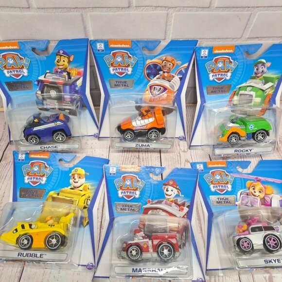 Spin Master Other - Paw Patrol True Metal Cars Full Set of 6-Chase Marshall Rubble Zuma Rocky Skye